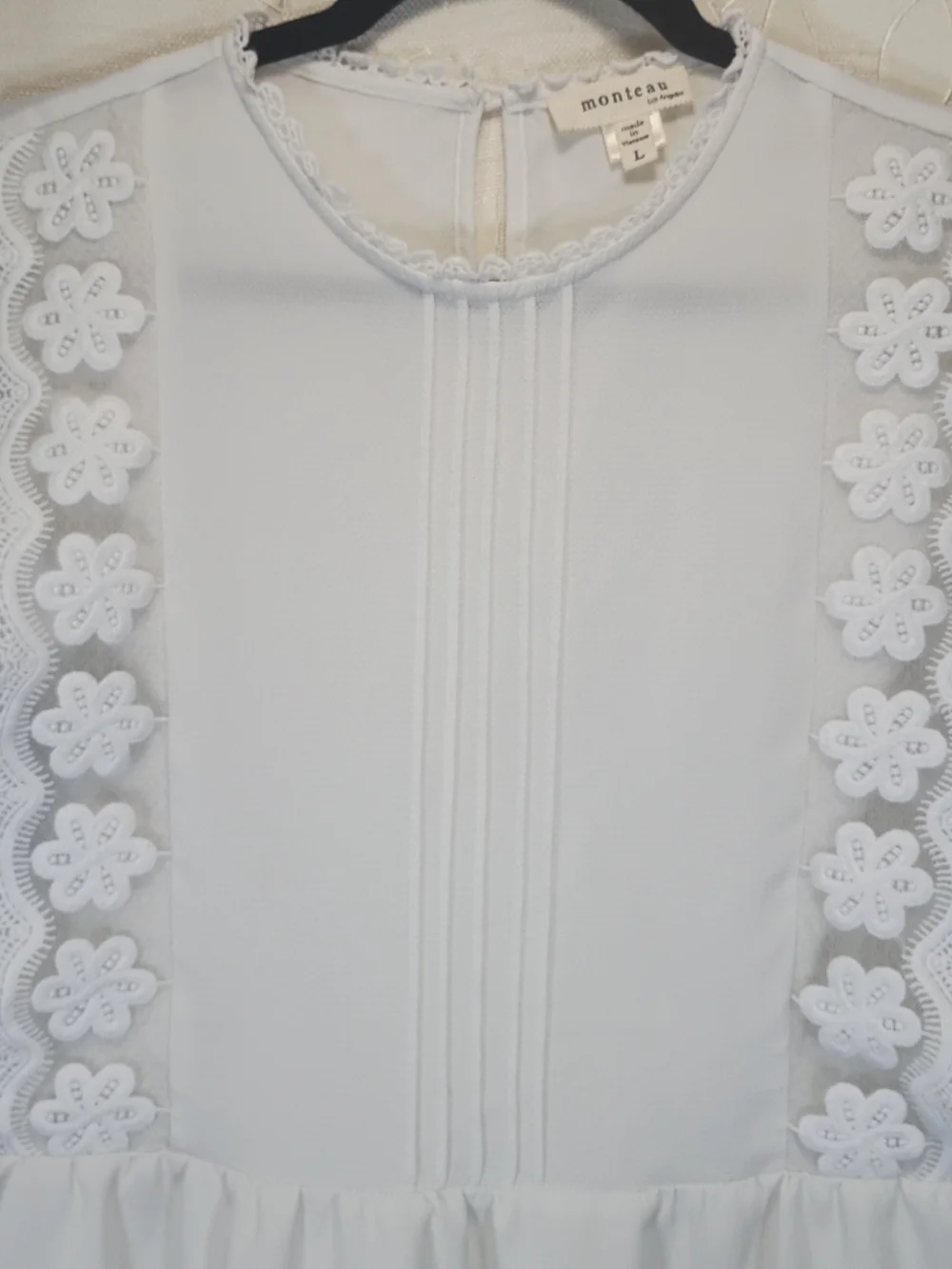 Monteau Los Angeles White Lace Peplum Blouse Size L
